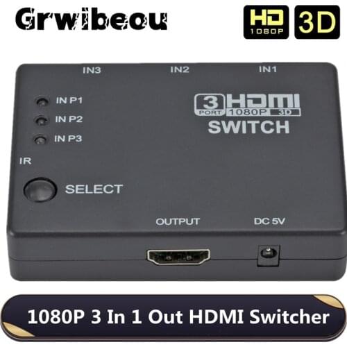 3x1 HDMI Switcher 3 Port Hub Box Auto Switch 3 In 1 Out Splitter 1080p HD 1.4 With Remote Control for HDTV XBOX360 PS3 Projector