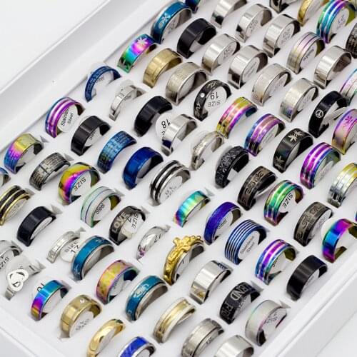 100PCs Mens Womens Stainless Steel Rings Mix Style Fashion Jewelry Wholesale Lot Ring Brand New