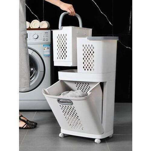 Universal wheel design laundry basket ins style clothes storage basket hollow-out design household classification laundry basket
