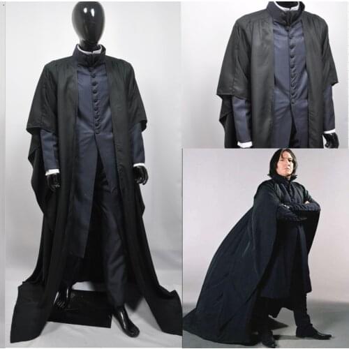 Professor Severus Snape Cosplay Costume Full Suit Adult Mens Halloween Cloak Robe Uniform