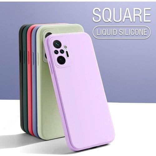 For Xiaomi Mi 11 10T Pro POCO F3 X3 NFC Redmi Note 10 10S 9 Pro Max Square Liquid Silicone Phone Case Full Lens Protection Cover