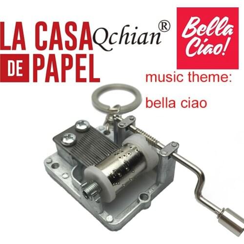 Mini Hand ing hot spain TV la casa de papel bella ciao Music Movement DIY Music Box Decorative keychains Christmas Gift