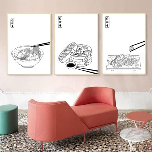 Japanese Food Wall Art Prints Dumplings Noodles Sushi Posters Kitchen Art Canvas Painting Pictures For Living Room Home Decor