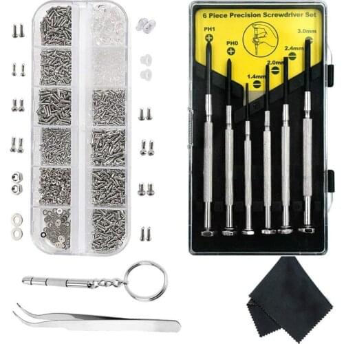 Eyeglasses Repair Kit-1100Pcs Small Screws and 10 Nose Pads Set with 6 Pcs Screwdrivers Tweezers for Glasses Sunglasses Eye Glas