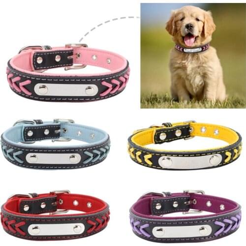 Leather Dog Collar Personalized Engraved Puppy Cat Dog Tag Collar With Nameplate For Small Medium Large Dogs Beagle Dropship