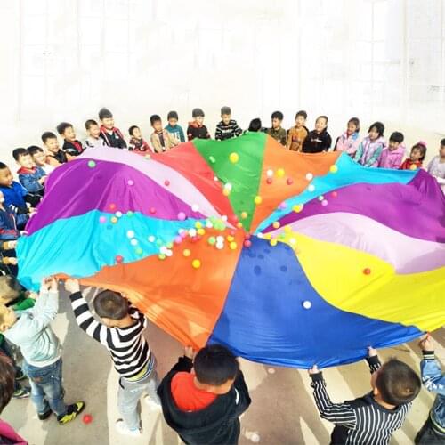 2m 4 Color 3m 4m 5m Family Fun Rainbow Outdoor Play Parachute Early Childhood Training Equipment Kindergarten Early Education