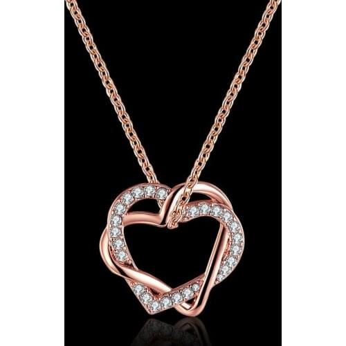 Love Gift White Crystal Rose gold jewelry Fashion Heart pendants for women AP2003