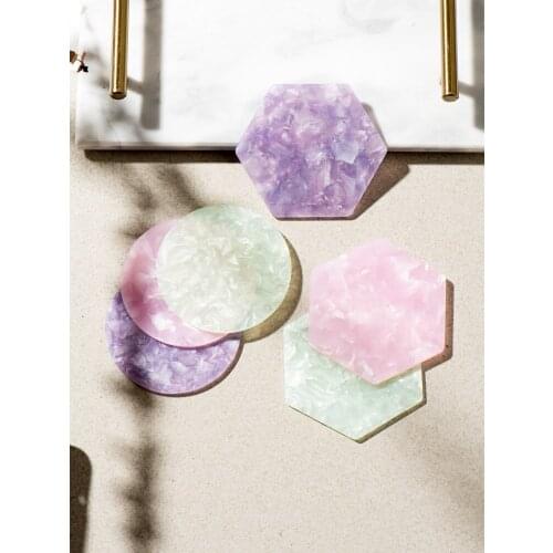 Ins Popular Kitchen Accessories Acrylic Smart Cup Coaster Insulation Pad Heat-Resistance Placemats For Table Onderzetters