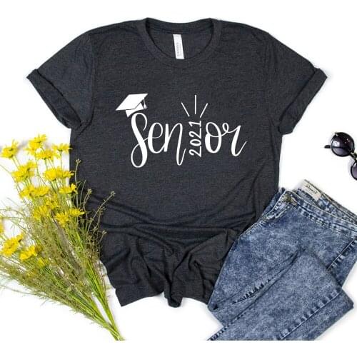 Senior 2021 Shirt Class Of 2021 T-Shirt Graduation Gift Tops College University High School Graduation Tees