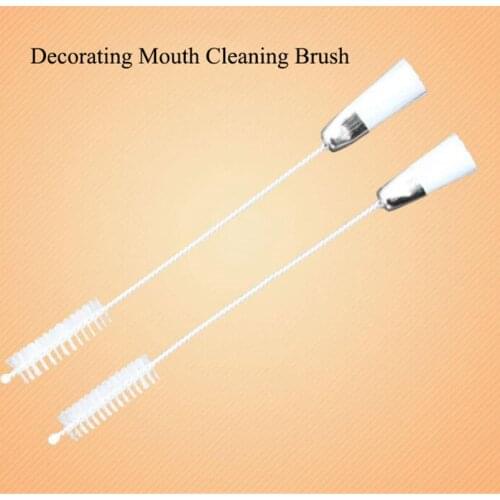1PC 10cm Stainless Steel Double Head Decorating Nozzles Cleaning Brush Cream Squeeze Flower Mouth Brushes Baking Cake Tools