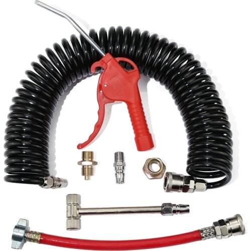Heavy Duty Truck Air Duster Blow Gun Cleaning with 9 Meter Long Coil and 2 interchangeable nozzle tips- Air Tank Blow Gun Kit