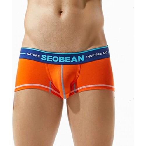 3pcs/lot New seobean mens cotton boxers underwear comfortable fine classic trunk mens underwear low-waist boxer