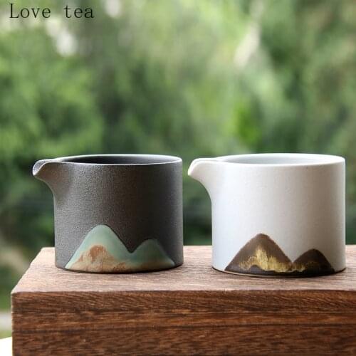 Creative Japanese Ceramic Fairy Cup Handmade Glazed Painted Color Green Mountain Tea Sea Separated Kung Fu Tea Set Full Cup
