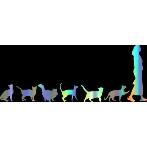 Personality Car Sticker Cats Following Woman Funny KK Vinyl Decals Motorcycle Car Styling Accessories 23cm*9cm