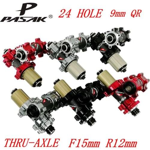 Hubs Sealed front2 rear4 Bearing MTB Mountain Bike Hub 9mmQR Thru axle15/12mm 24 Holes Disc Brake Bicycle Hub straight 9/11/12sp