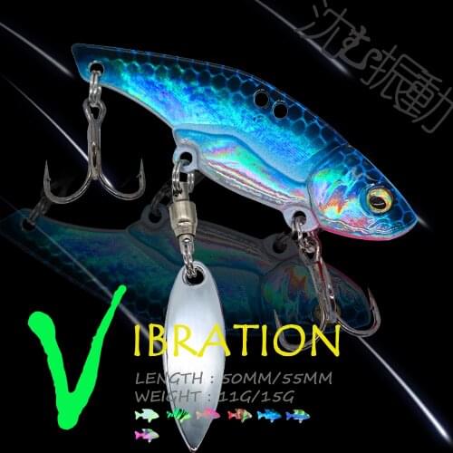WALK FISH 1PCS 11G/15G Rotating Tail VIB Metal Bait Vibration Sinking Fishing Lures Spinner Spoon Pesca Fishing Tackle