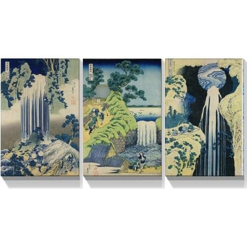 Japanese Painting Oil Painting Wall Art Decoration 3 Landscape Triptych Painting Room