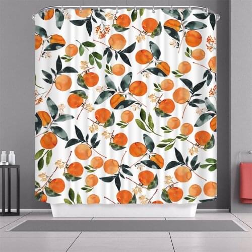 Fashion Orange Pattern Polyester Waterproof Shower Curtain 3D Digital Print Fruit Bathroom Decorative Shower Curtain