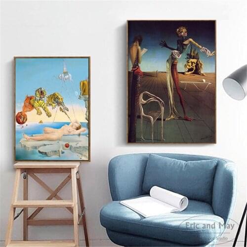 Woman With A Head Of Roses. Salvadore Dali Wall Art Canvas Painting Poster For Home Decor Posters And Prints Decorative Pictures