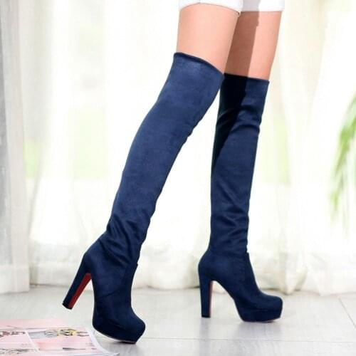 Women Winter High Boots Suede Over The Knee long Boots Platform Boots Woman Winter Thigh High Boots Female Fashion Ladies Shoes