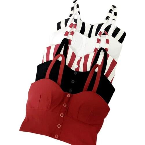 Gkfnmt Crop Camis Halter Top Women Camisole 2021 Summer Sexy Sleeveless Slim Low Chest Button Plus Size 3XL Clothing