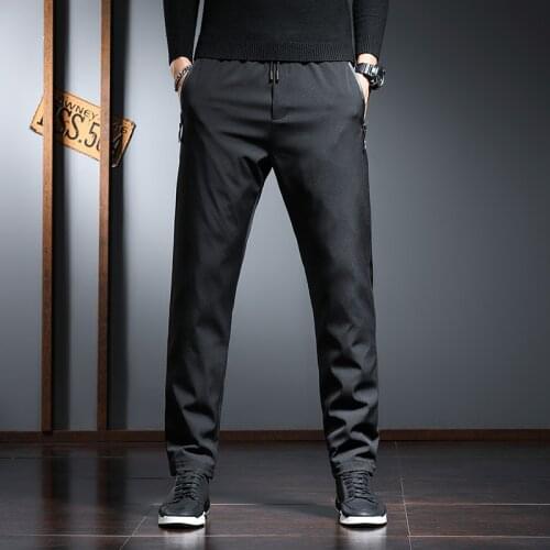 Winter Mens Duck Down Padded Pants High Waist Thick Warm Business Pants For Male Fashion Down Padded Trousers Outerwear PT-494