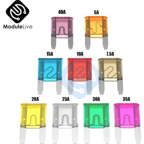 10pcs 5A 7.5A 10A 15A 20A 25A 30A 35A 40A Micro Blade Car Fuses Auto fusibles For Car Truck Fuses Crystal Fuse 1.1X1.7CM