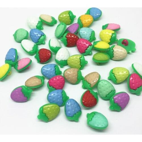 1000pcs 11x15mm Mixed Strawberry Buttons Plastic Shank Dress Sweater Sewing Accessories Baby Fancy Button