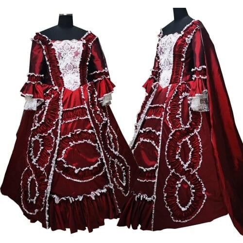 2020 New red victorian Halloween Cosplay dress Colonial Georgian Renaissance Gothic Historical dress D-594