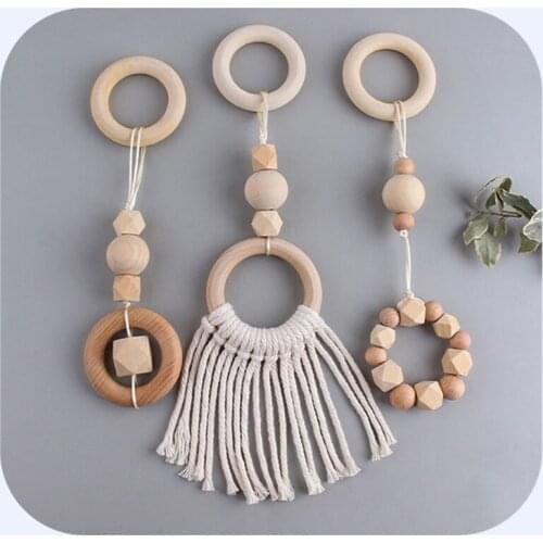 3Pcs/Set Nordic Baby Gym Frame Pendants Kids Room Decoration Gifts Wooden Clothes Rack Hanging Play Toys