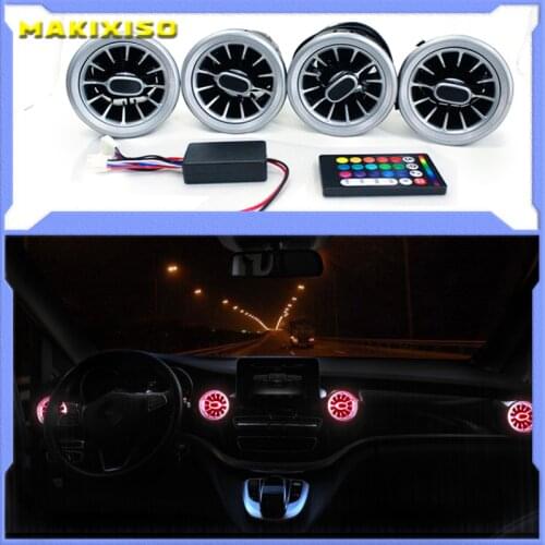 K-Car 4PCS LED Front Dashboard AC Air Condition Vent Outlet Turbo Interior Trim For Mercedes Benz V Class W447 Vito V250