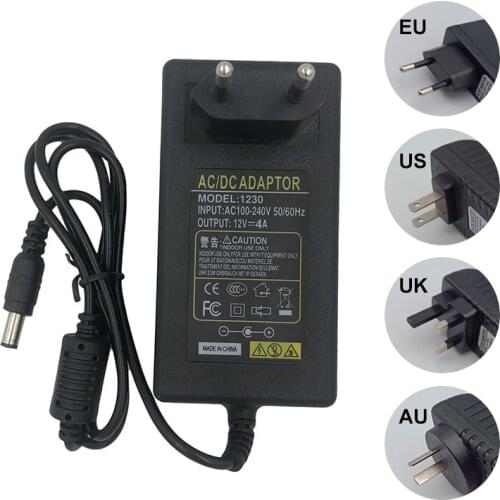AC DC 12v Adapter Transformer LED Strip Power Supply Adapter 4A Power Supply Driver US/EU/UK/AU Plug