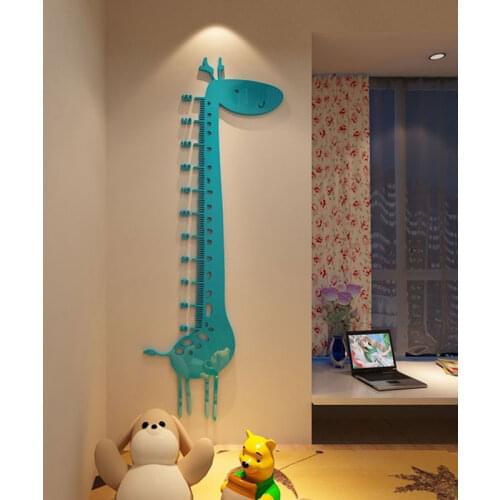 Animal Giraffe Height Sticker Acrylic 3D Wall Stickers Growth Meter Childrens Room Living Room Porch Nursery Decor Rangefinder