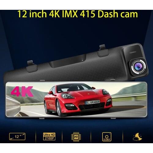 OLPAY 12" HD 4K Car Dash Cam Rearview Mirror DVR Sony IMX415 G-Sensor Dash Camera Rear Camera Auto Registrar 24h Parking Monitor