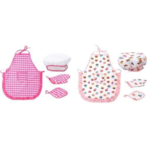 Kids Baking Sets for Girls, Real Kids Cooking Set with Hat and Apron, Pretend Play Chef Role Playing Costumes,Ages 3