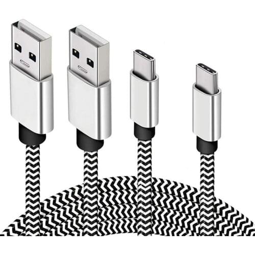 2 Pack 2m Type C Cable, USB 3.0 Cable, Durable Nylon Data Cable Support Fast Charging and Data Transmission for Samsung,Huawei