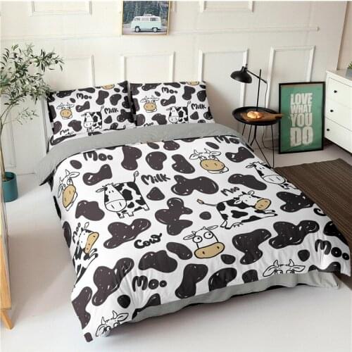 Black Cow Pattern Bedding Set Kids Fashion 3D Print Comforter Luxury Queen King Single Size Duvet Cover Set Home Textile Decor