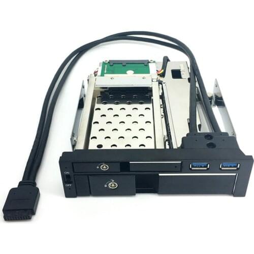 TOOLFREE Optical Dual Bay Tray Less Mobile Rack Enclosure For 2.5/3.5 Inch SATAT III HDD SSD w 2 Port USB 3.0 Hub For Desktop PC