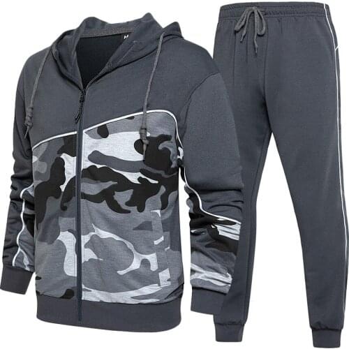 Sets Men Jacket+Pants High Quality Autumn Fashion Casual Home Camouflage Two-Piece Tracksuit Trendy Sportswear Jogger Set Men