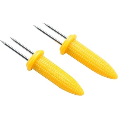 Creative Corn Cob Holders BBQ Grill Prongs Grips Forks Party Food Skewers Hot Dog Meat Kitchen Tool Outdoor Barbecue Accessory