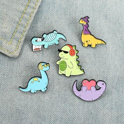 Creative Color Dinosaur Series Badge Fashion Cartoon Cute Music Dinosaur Love Dinosaur Brooch All-match Clothing Accessories