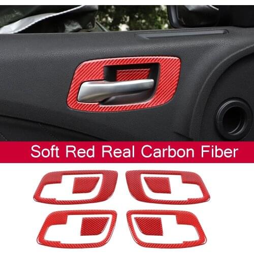 Soft Real Carbon Fiber Interior Door Handle Bowl Cover Trim Fit forDodg Charger 2011-2020