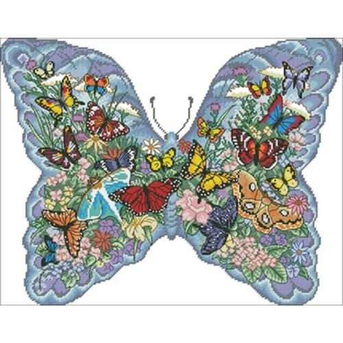 Flying butterfly patterns counted 11CT 14CT 18CT DIY Cross Stitch Sets wholesale Cross-stitch Kits Embroidery Needlework