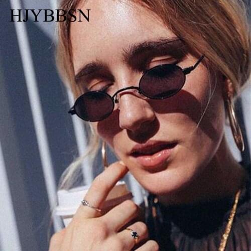 HJYBBSN 2018 New Small Oval Steampunk Sunglasses Fashion lady Women Men Vintage Brand Designer Round Sun Glasses for Female Male