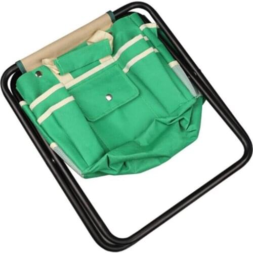 Strong High Quality Folding Gardening Stool Outside Gardening Hand Bench with Garden Storage Tote Bag Tools Kit