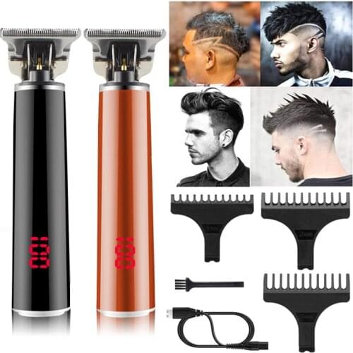 Professional Barber Hair Clipper Rechargeable Electric T-Outliner Finish Cutting Machine Beard Trimmer Shaver Cordless Corded
