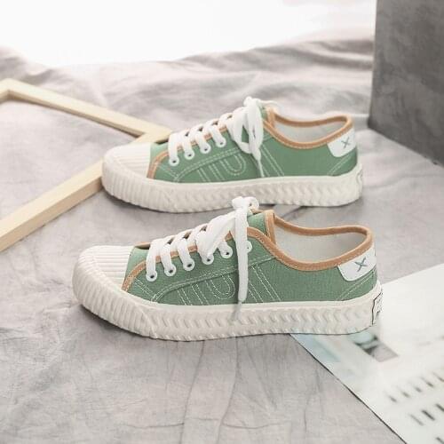 QWEDF Summer Women Casual Canvas Shoes Classic Low Top Flats Female Lace-up Vulcanize Sneakers Ladies Leisure Footwear D3-24