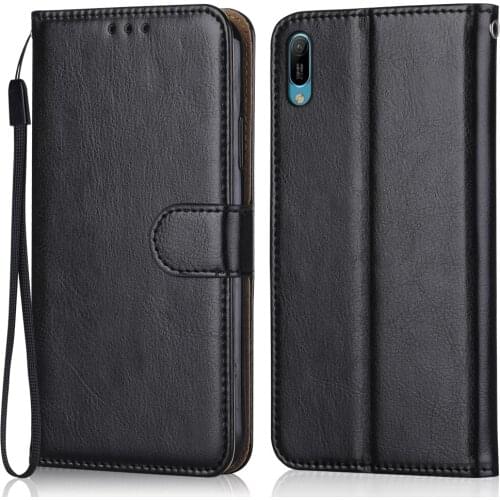 Folio Luxury Leather Case for On Huawei Enjoy 9e MRD-AL00, MRD-TL00 Wallet Stand Flip Case Phone Bag With Strap