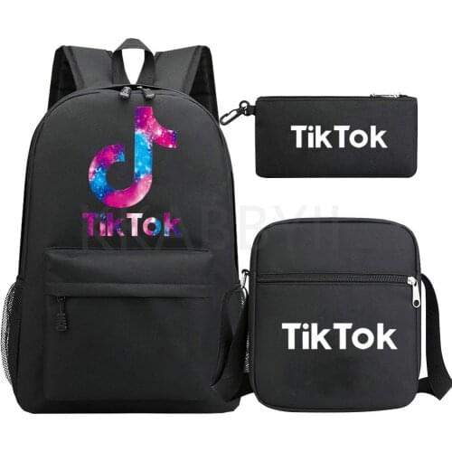 TIK TOK Backpack 3pcs/set School Bags for Girls Boy Laptop Backpack Travel Bags Women Backpacks+handbags+pen Bag