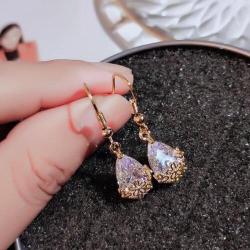 Zircon Geometric Dangle Earrings for Women Bijoux Exquisite Water Drop Crystal Earrings Statement Earrings Jewelry Gifts